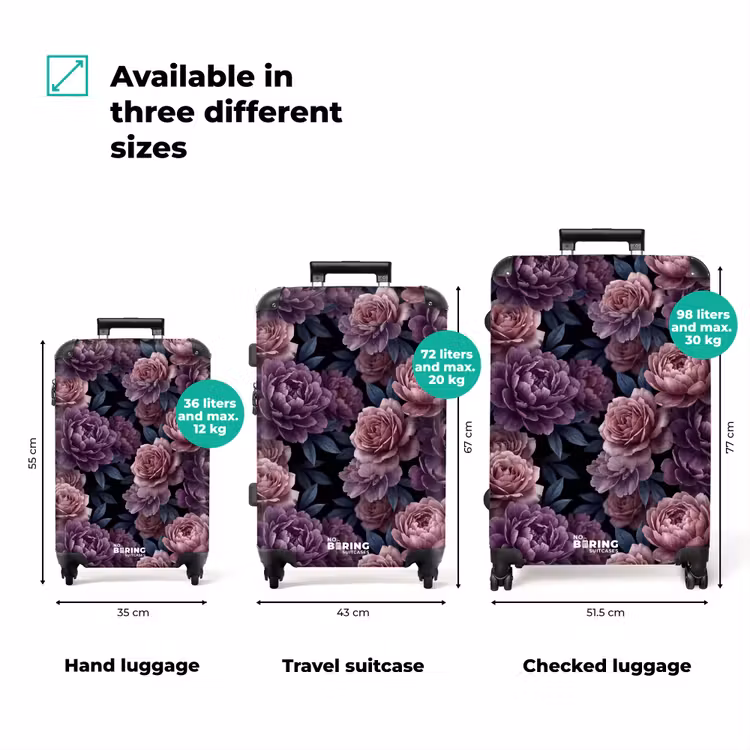 Suitcase - Flowers - Pattern - Dark - Botanical - Purple — 1