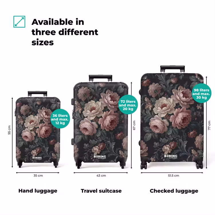 Suitcase - Flowers - Pattern - Elegant - Pink - Dark — 1