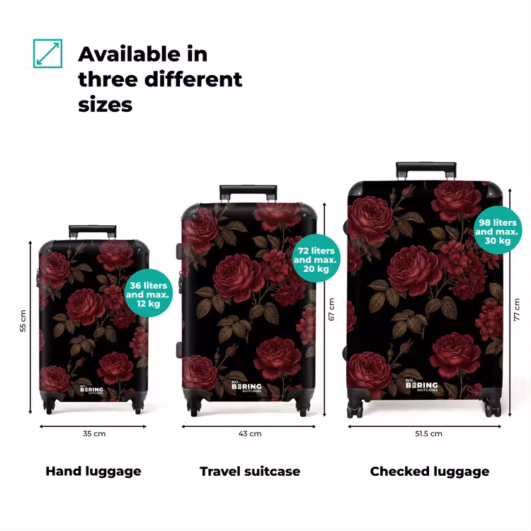 Suitcase - Flowers - Rose - Pattern - Classic - Red — 1
