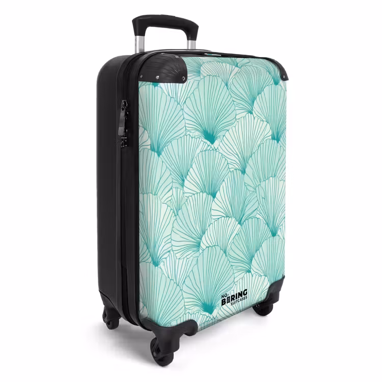 Suitcase - Green - White - Ginkgo - Patterned - Textured — 2