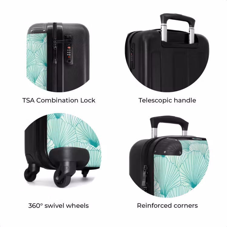 Suitcase - Green - White - Ginkgo - Patterned - Textured — 8