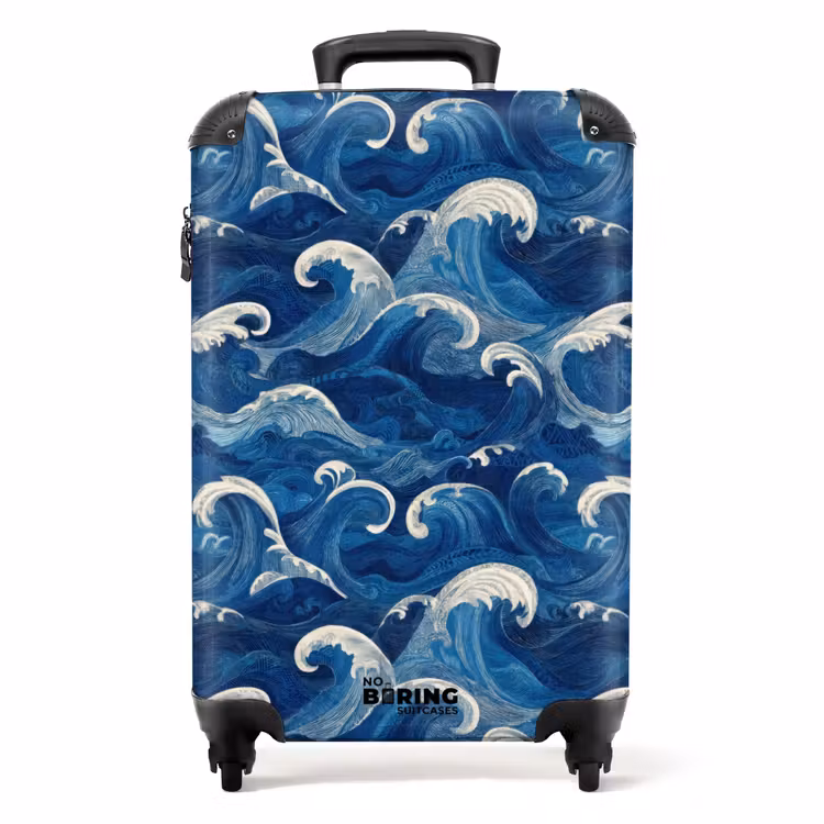 Suitcase - Japanese - Ocean - Waves - Blue — 1