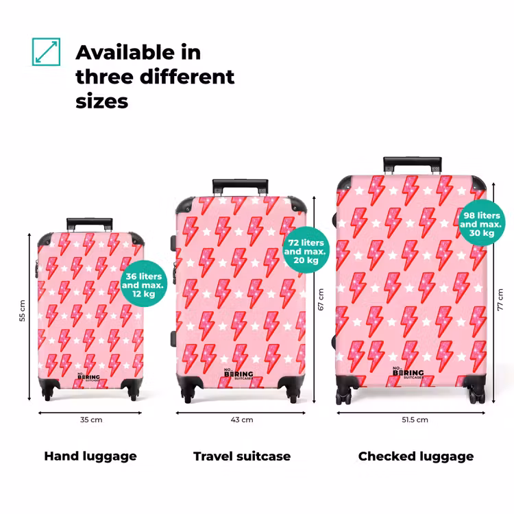 Suitcase - Pattern - Lightning - Star - Glitter - Pink — 1