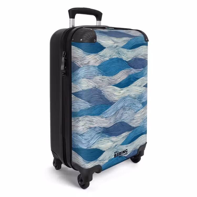 Suitcase - Patterned - Blue - White - Wavy - Stripes — 2