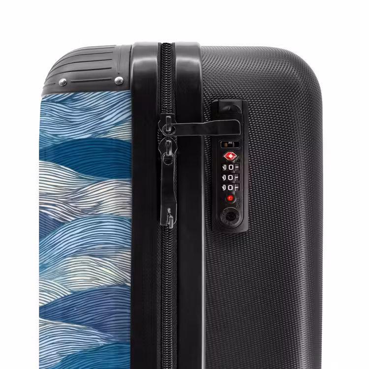 Suitcase - Patterned - Blue - White - Wavy - Stripes — 6