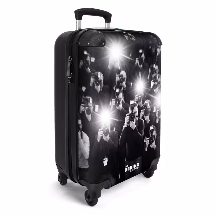 Suitcase - People - Camera - Flash - Black and White - Media — 2