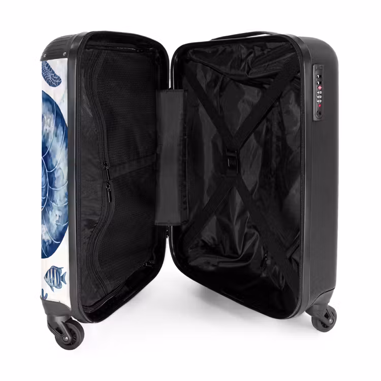 Suitcase - Shell - Spiral - Marine Life - Watercolor - Blue — 5