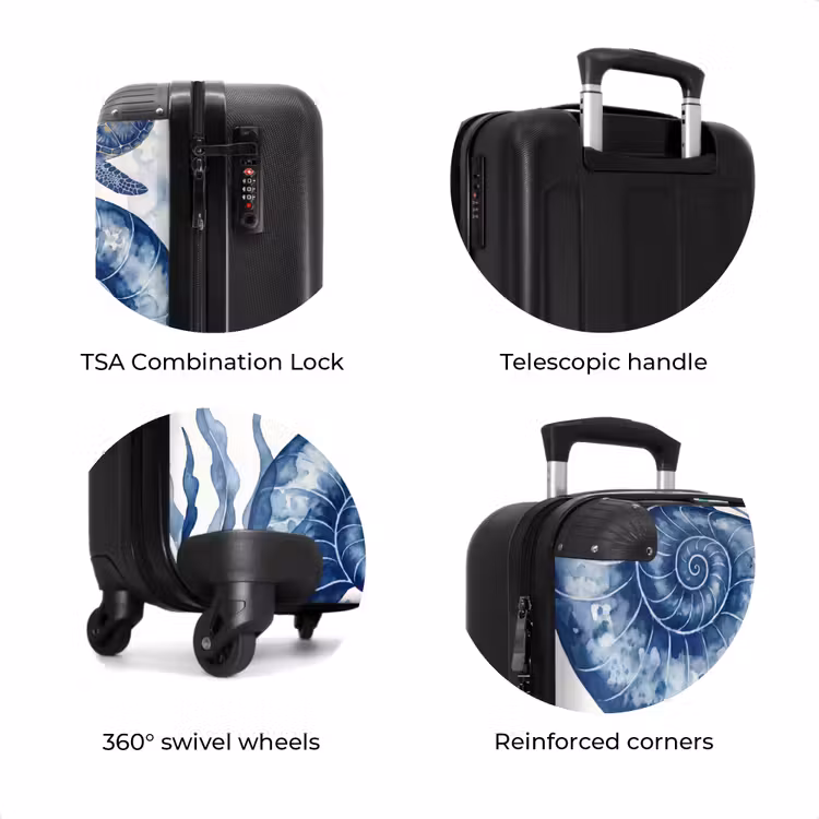 Suitcase - Shell - Spiral - Marine Life - Watercolor - Blue — 8