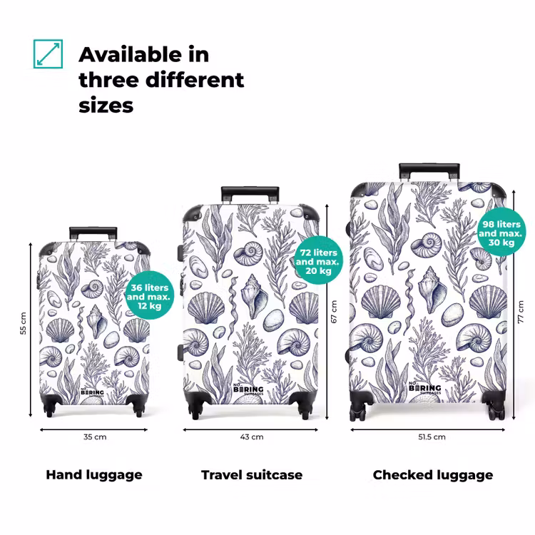 Suitcase - Shells - Seaweed - Ocean - Illustration - Blue — 3