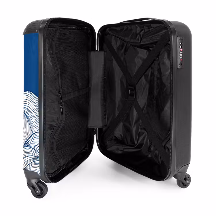 Suitcase - Whale - Tail - Waves - Line Drawing - Blue — 5