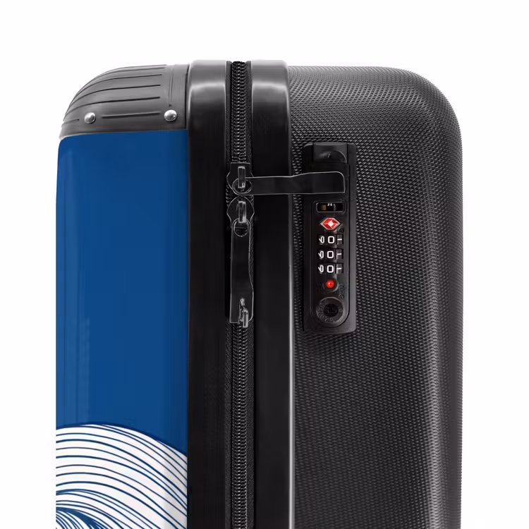 Suitcase - Whale - Tail - Waves - Line Drawing - Blue — 6