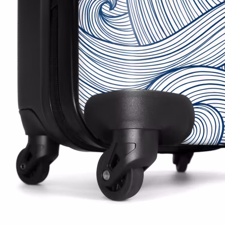 Suitcase - Whale - Tail - Waves - Line Drawing - Blue — 7