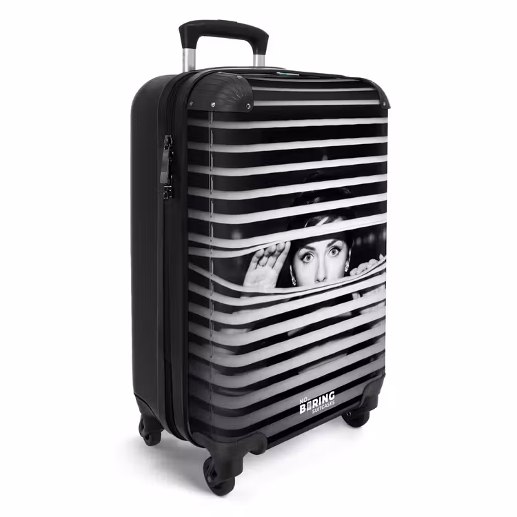 Suitcase - Woman - Blinds - Portrait - Black and White — 2