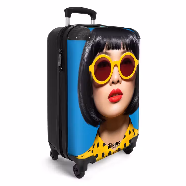Suitcase - Woman - Sunglasses - Pop Art - Portrait - Yellow — 2