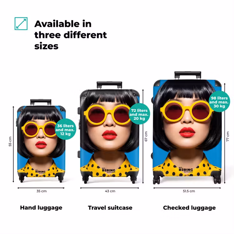 Suitcase - Woman - Sunglasses - Pop Art - Portrait - Yellow — 3