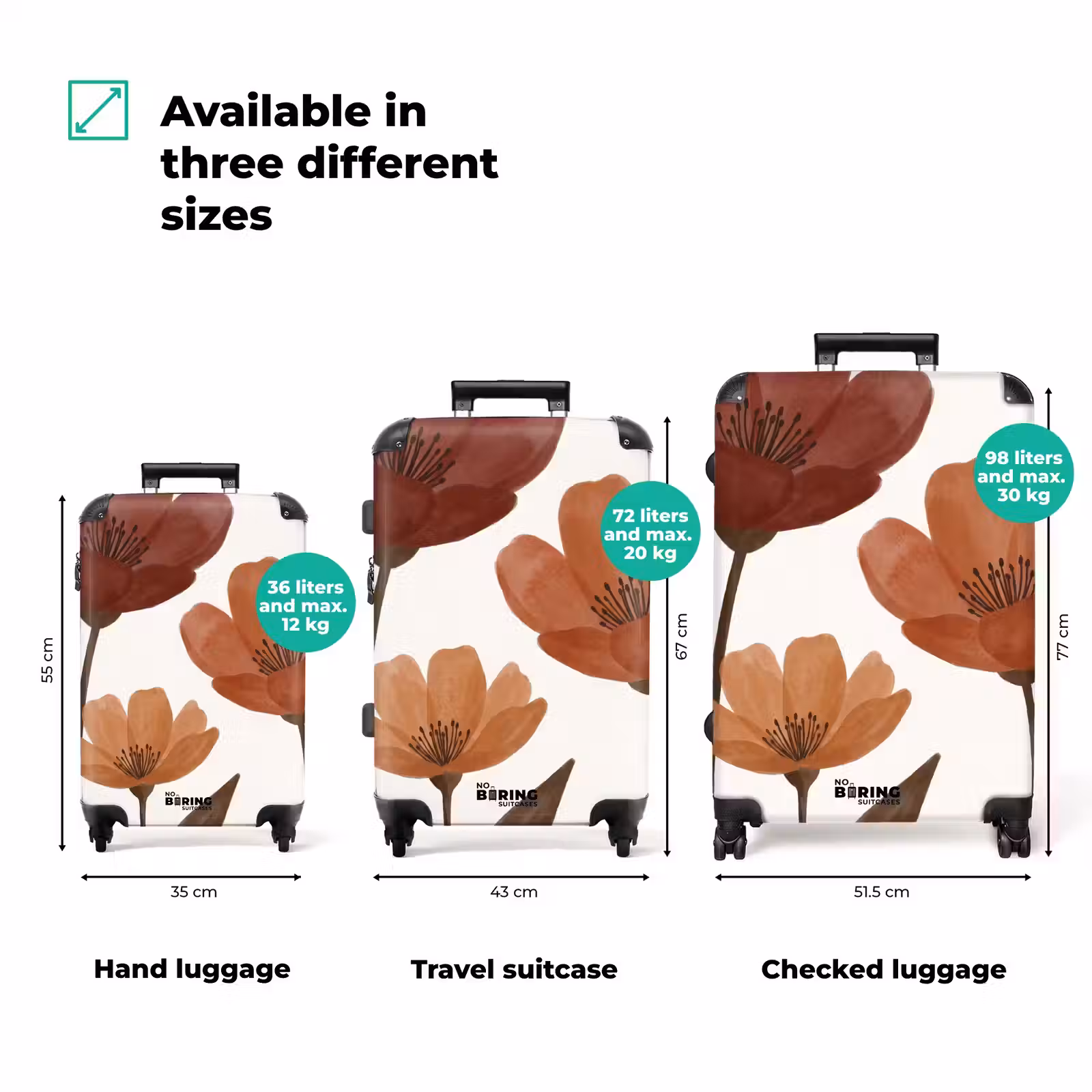 Suitcase - Flowers - Abstract - Modern - Brown - Decorative — 1