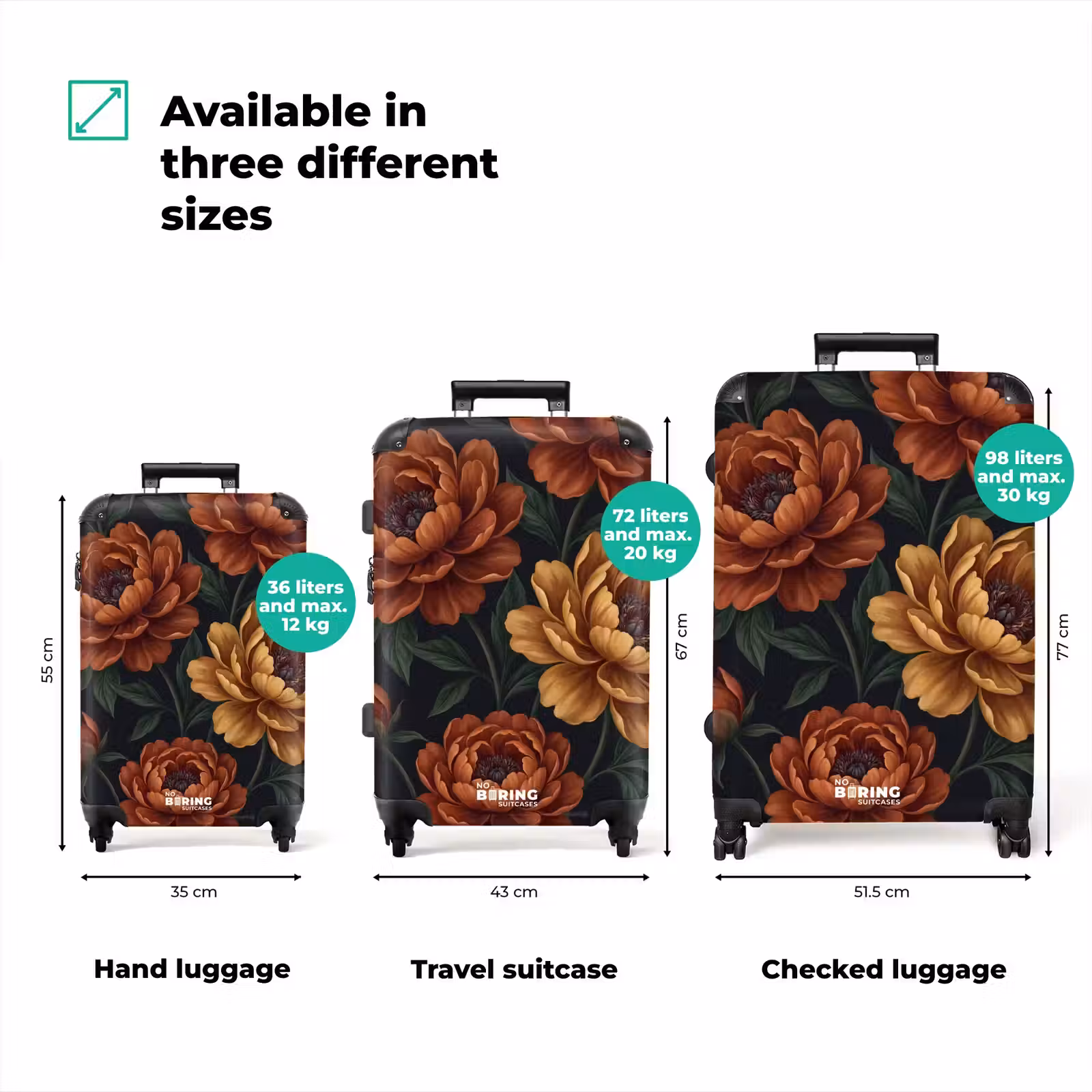 Suitcase - Flowers - Leaves - Nature - Modern - Orange — 1