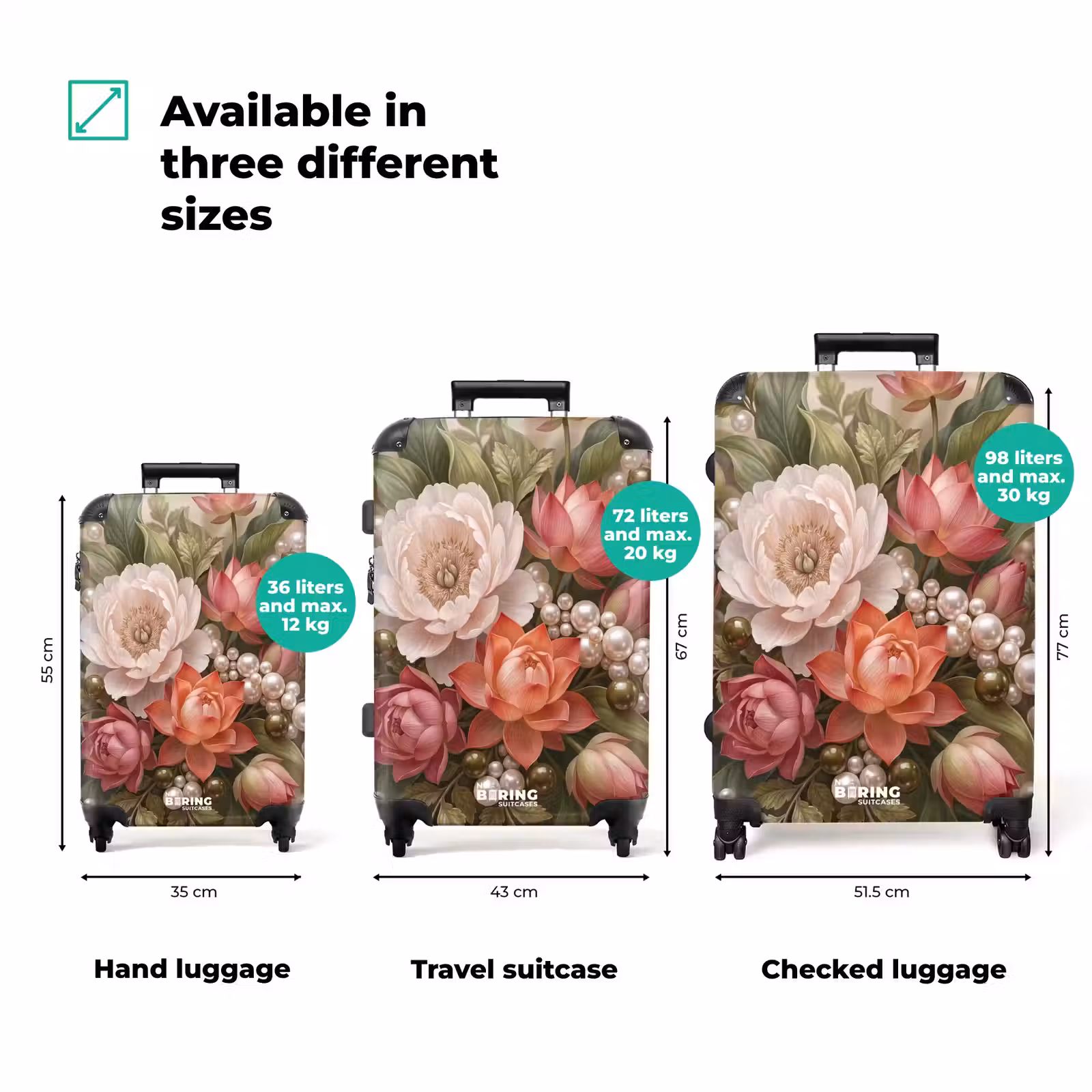 Suitcase - Flowers - Pearls - Elegant - Pink - White — 1