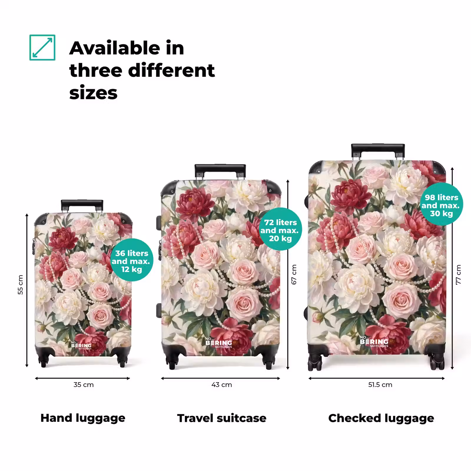 Suitcase - Flowers - Pearls - Romance - Classic - Pink — 1