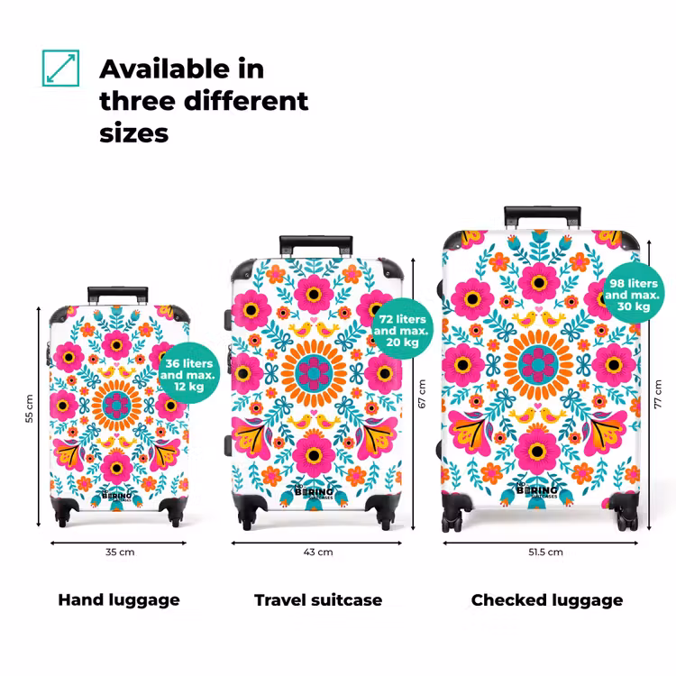 Suitcase - Flowers - Bird - Pattern - Colorful - Modern — 1