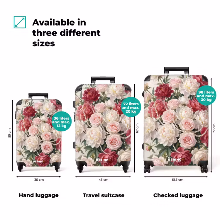 Suitcase - Flowers - Pearls - Romance - Classic - Pink — 1