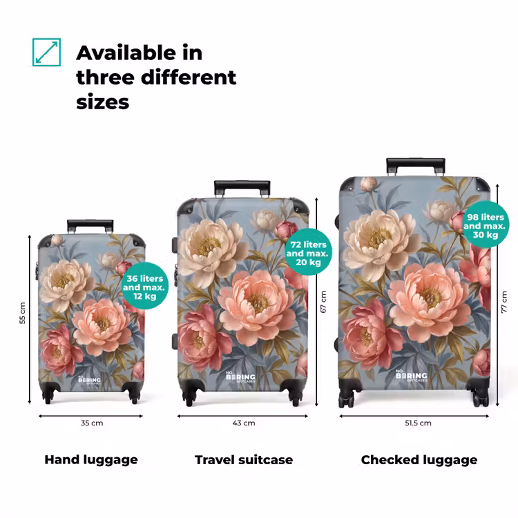 Suitcase - Flowers - Pink - Beige - Modern - Nature — 1