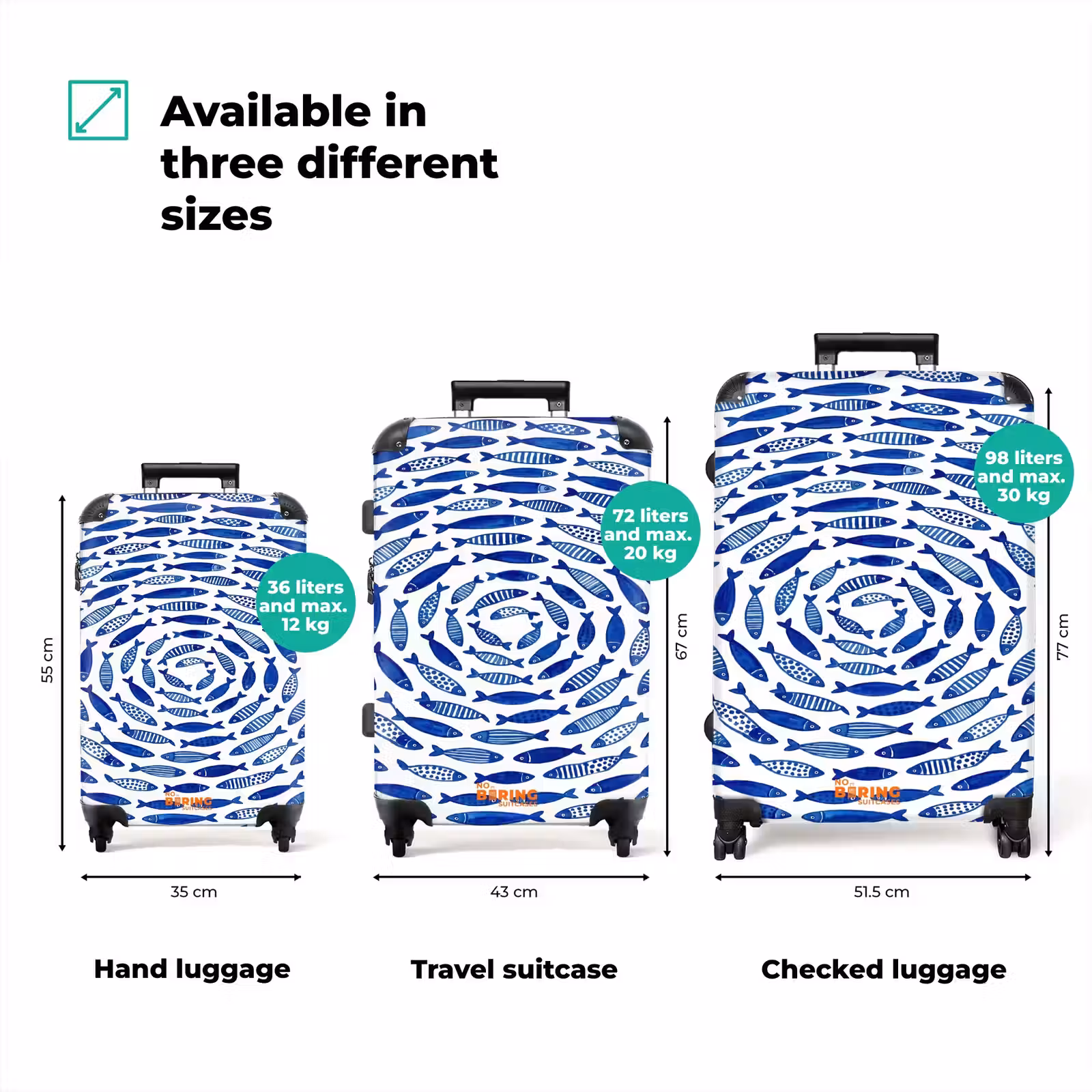 Suitcase - Fish - Pattern - Underwater - Abstract - Blue — 1