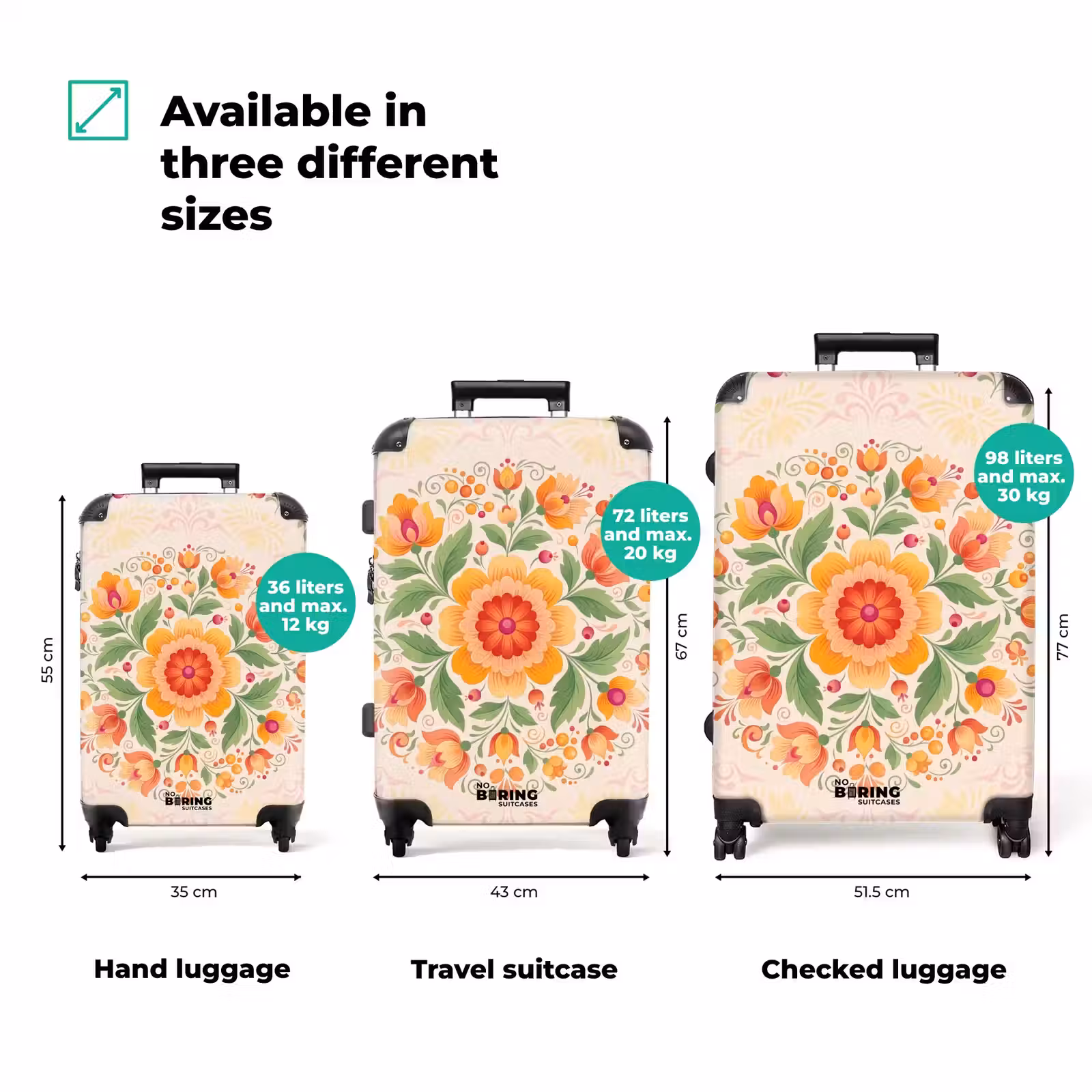 Suitcase - Flowers - Pattern - Decorative - Orange — 1