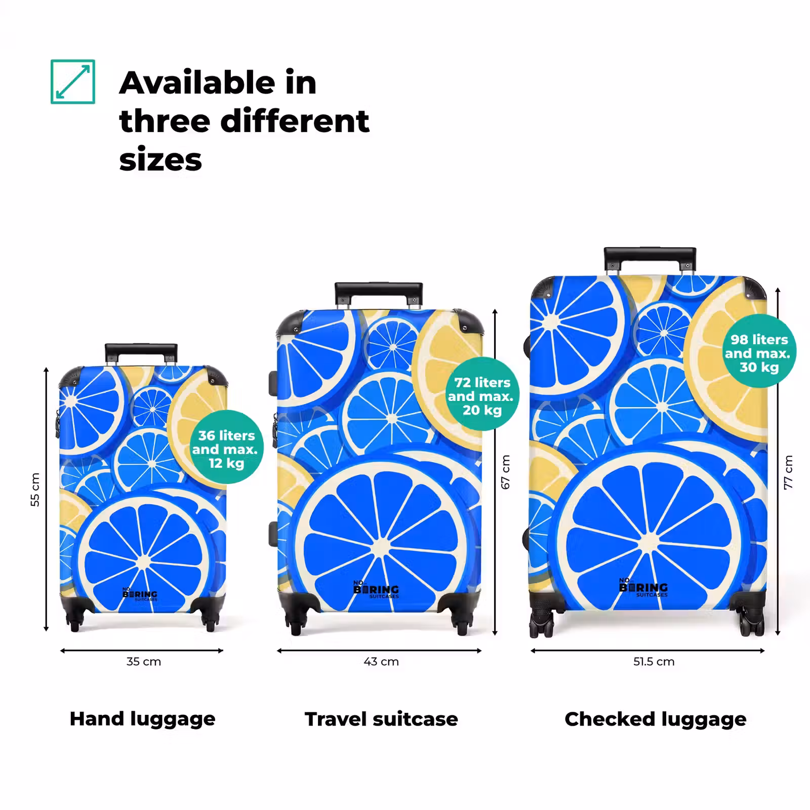 Suitcase - Fruit - Slices - Pattern - Modern - Blue - Yellow — 1
