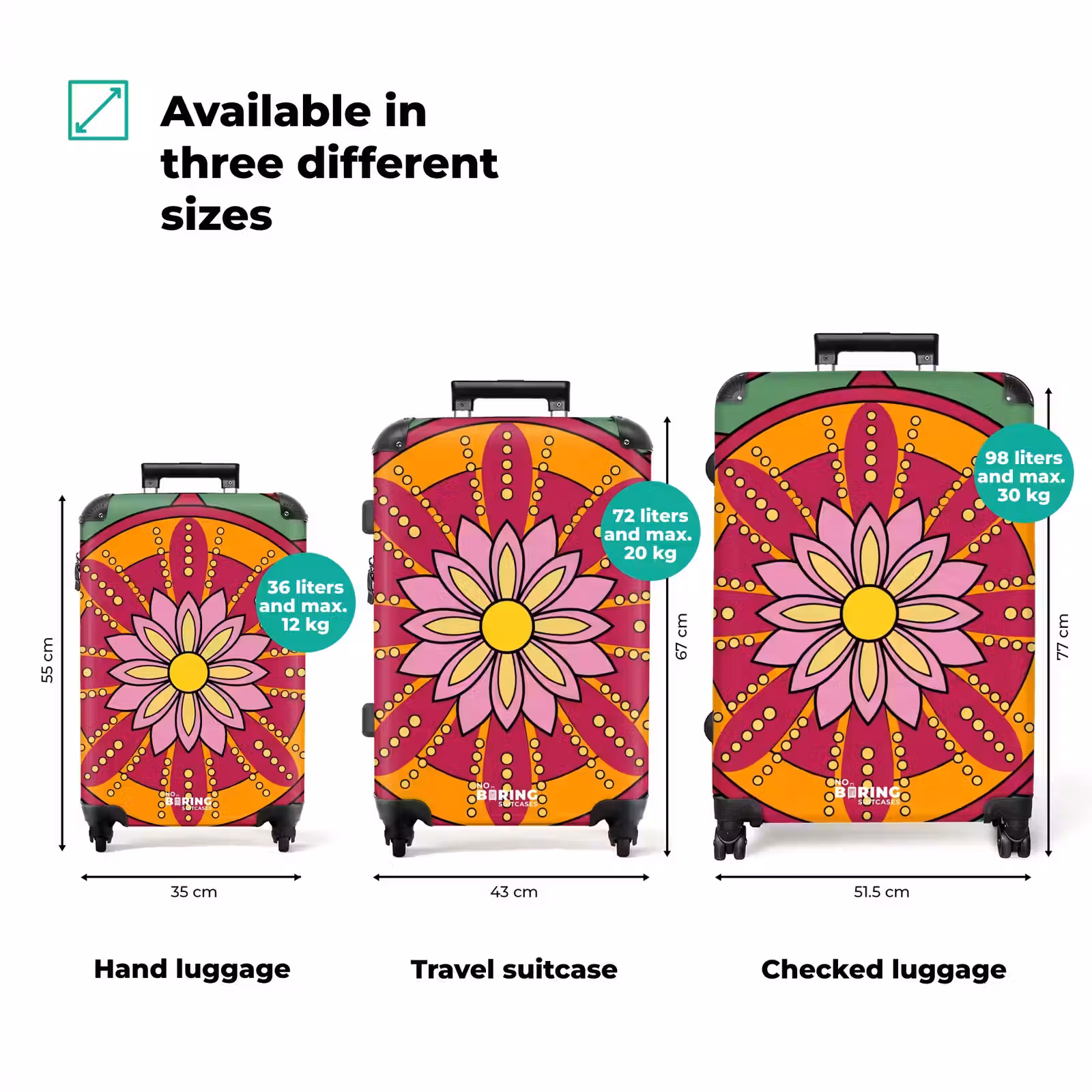Suitcase - Mandala - Flowers - Abstract - Colorful — 1