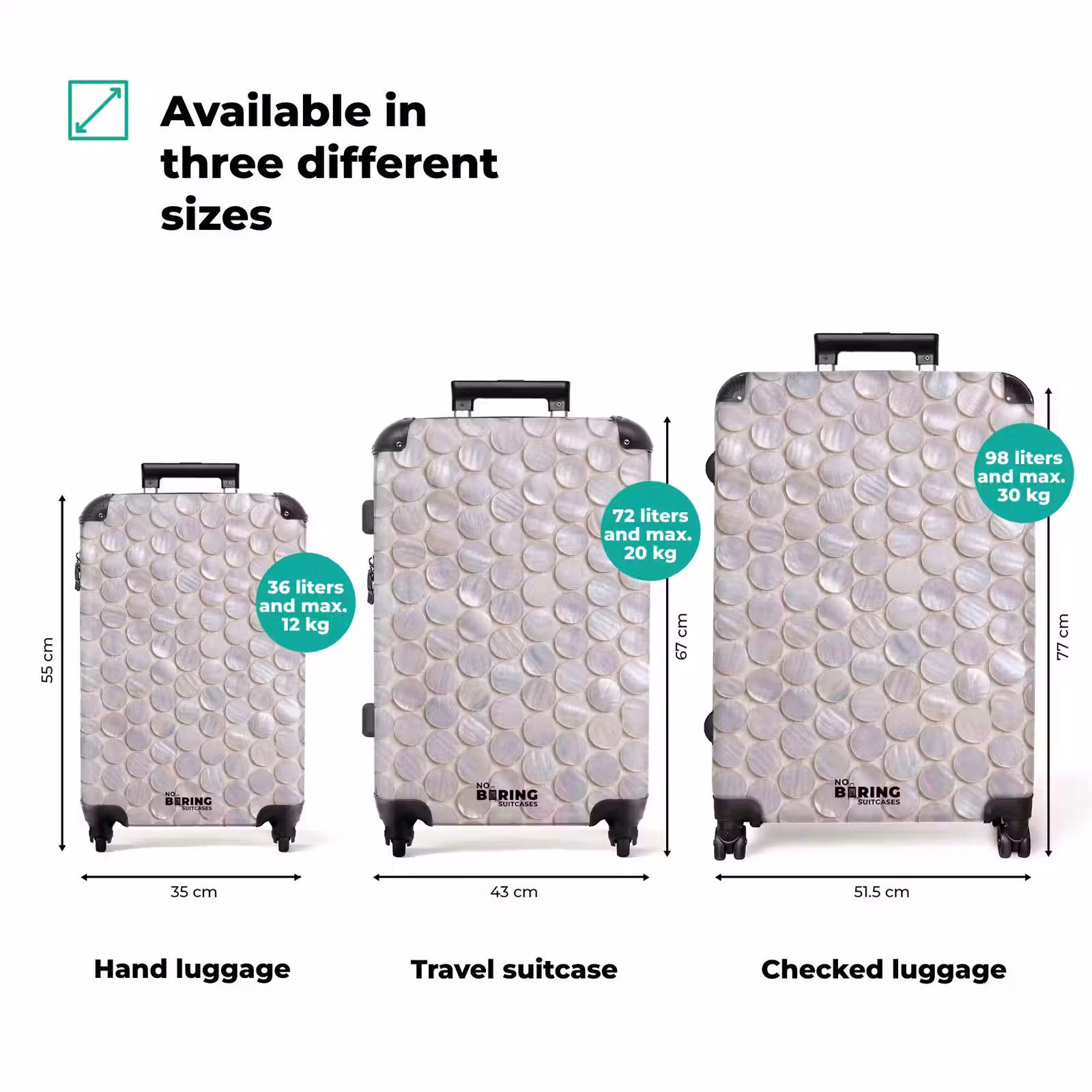 Suitcase - Pattern - Circles - Abstract - Modern - White — 1