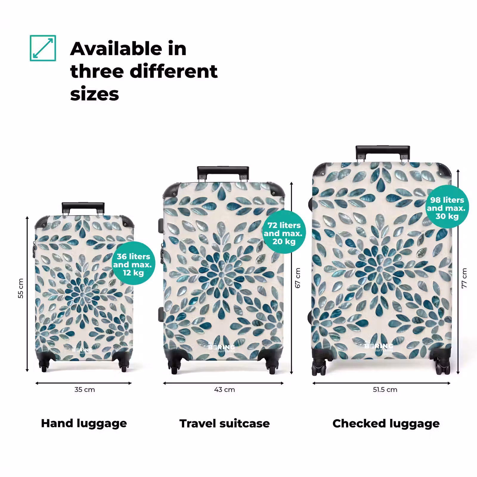 Suitcase - Pattern - Leaves - Abstract - Modern - Turquoise — 1