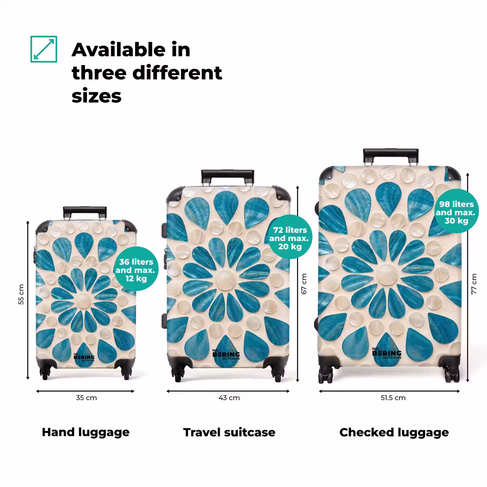 Suitcase - Pattern - Mosaic - Shells - Abstract - Turquoise — 1
