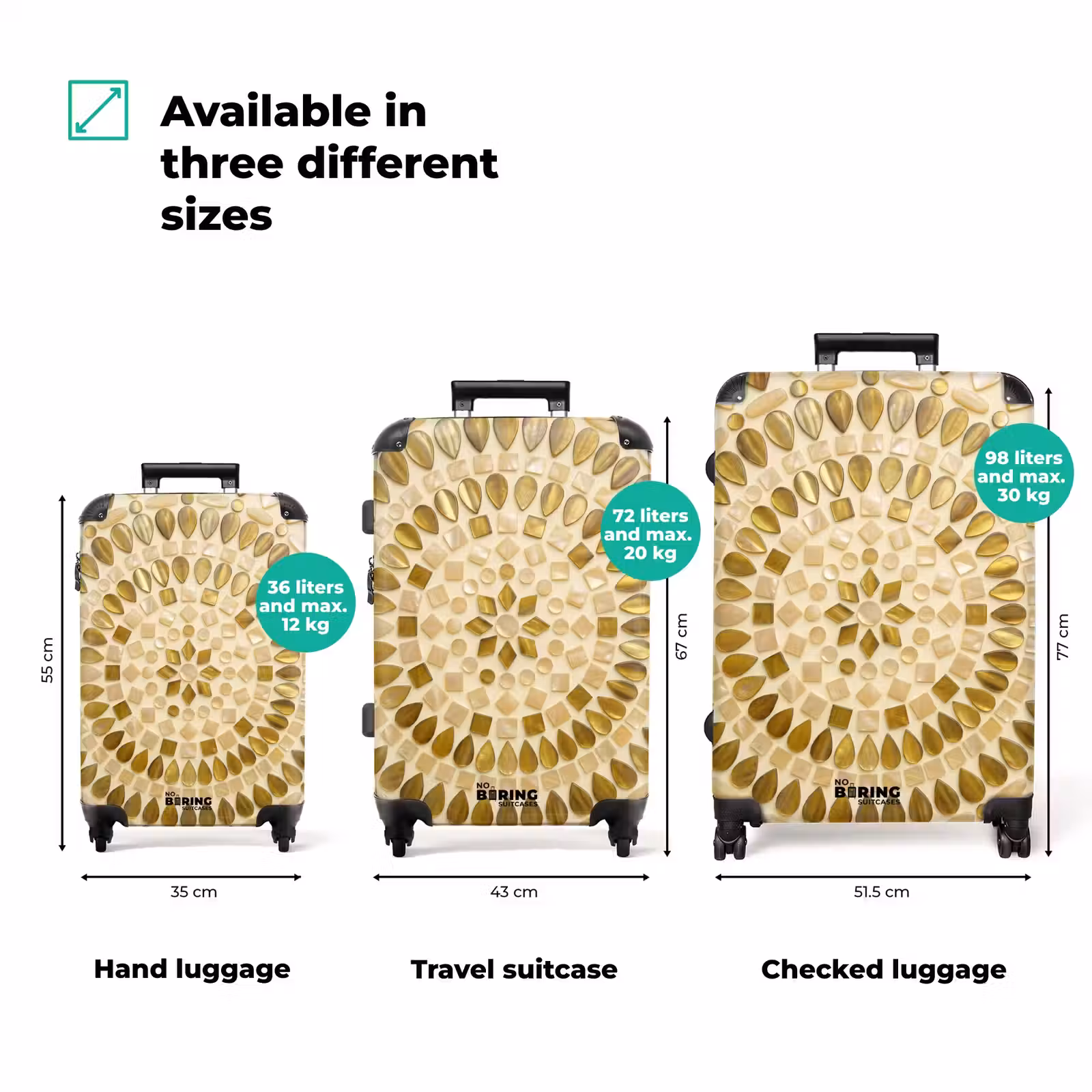 Suitcase - Pattern - Shapes - Mosaic - Abstract - Gold — 1