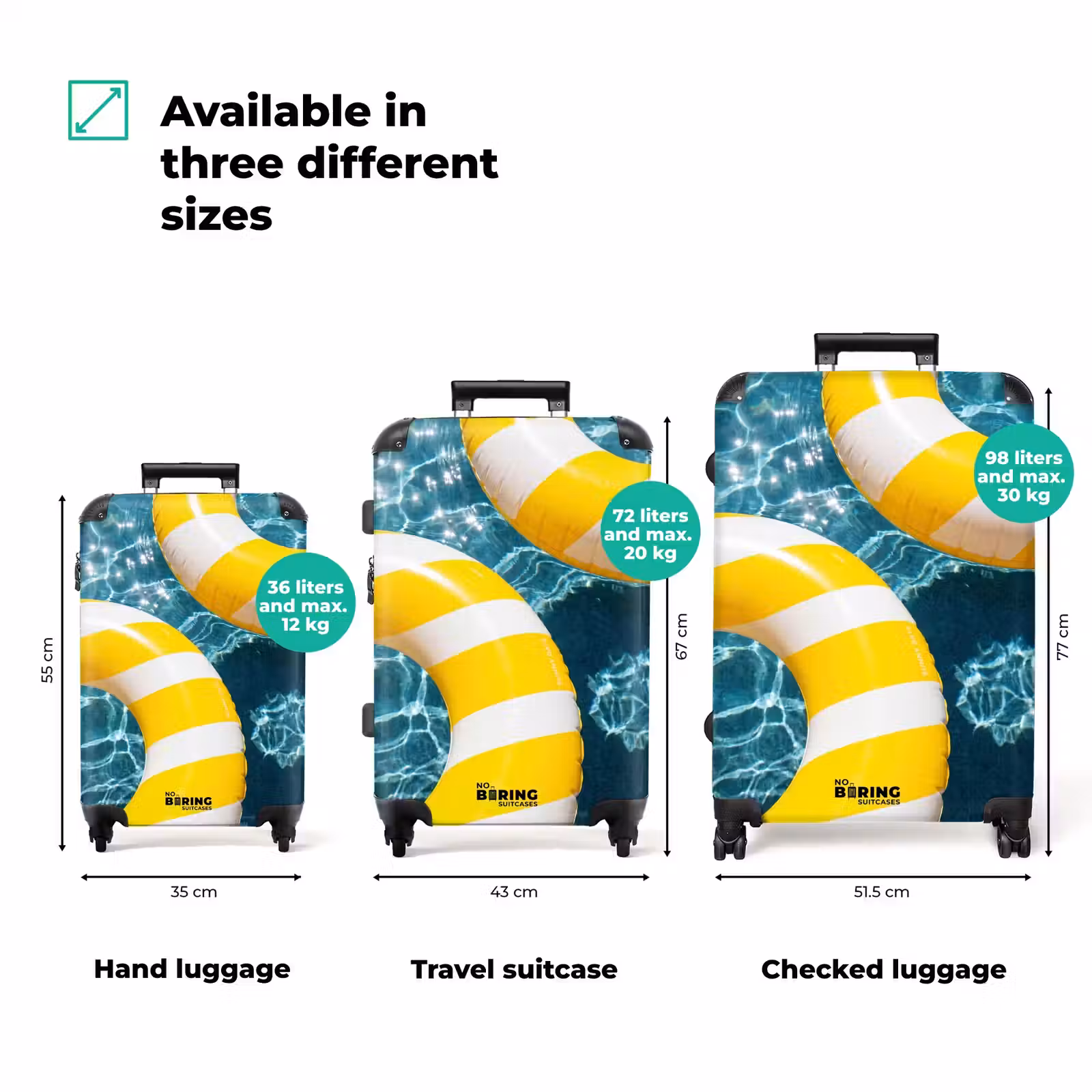 Suitcase - Swimming Pool - Swim Rings - Summer - Yellow - Blue — 1