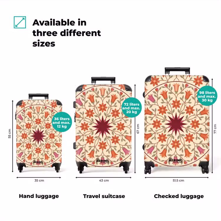 Suitcase - Flowers - Mandala - Decorative - Red — 1