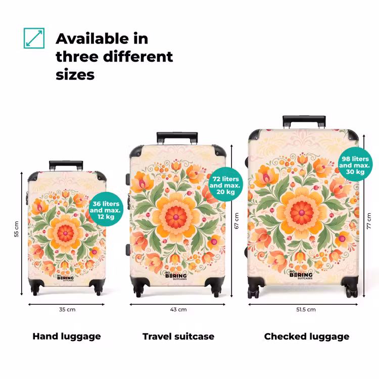 Suitcase - Flowers - Pattern - Decorative - Orange — 1