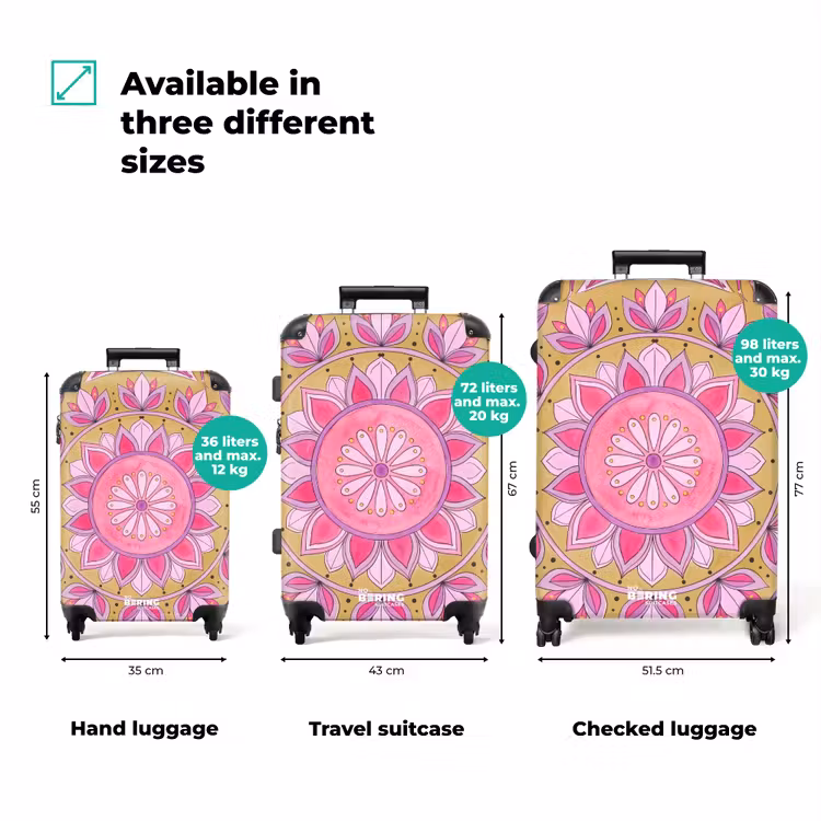 Suitcase - Mandala - Pattern - Art - Watercolor - Pink — 1