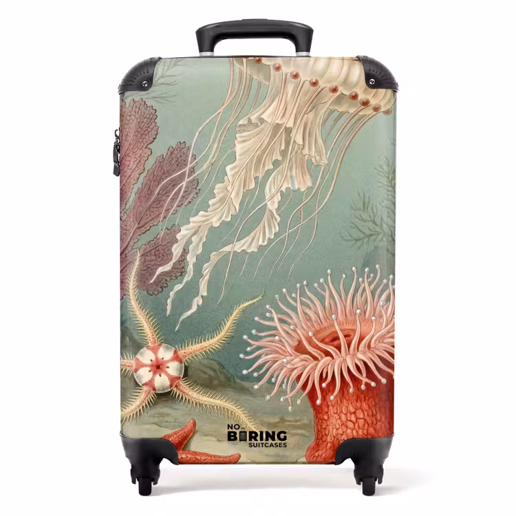 Suitcase - Marine Life - Jellyfish - Underwater - Illustration - Beige — 1