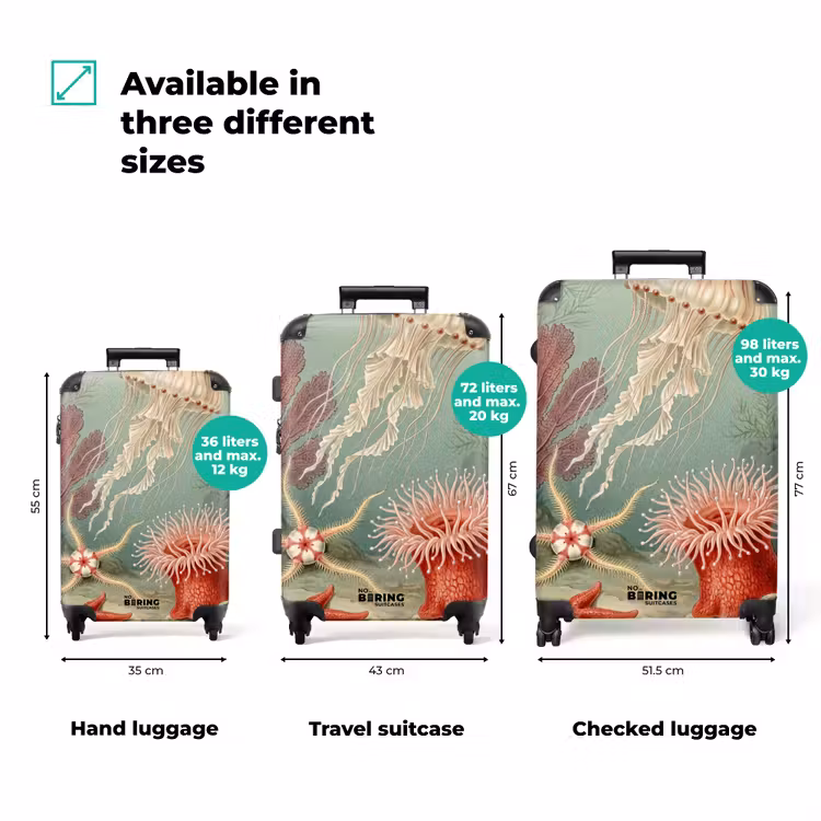 Suitcase - Marine Life - Jellyfish - Underwater - Illustration - Beige — 3