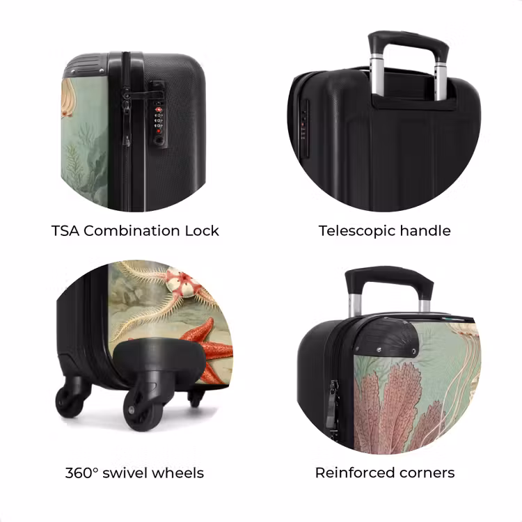 Suitcase - Marine Life - Jellyfish - Underwater - Illustration - Beige — 8