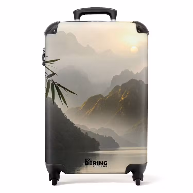 Suitcase - Mountains - Water - Fog - Nature - Landscape — 1
