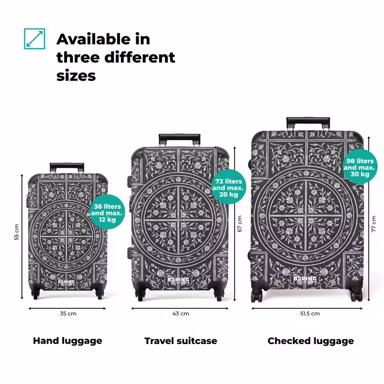 Suitcase - Pattern - Floral Motif - Decorative - Classic - Black — 1