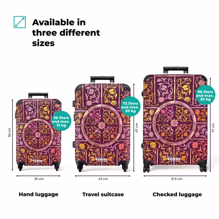 Suitcase - Pattern - Floral - Oriental - Purple - Gold — 1