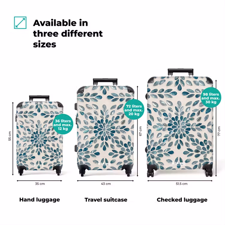 Suitcase - Pattern - Leaves - Abstract - Modern - Turquoise — 1