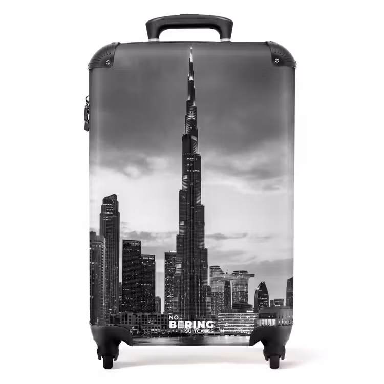 Suitcase - City - Skyline - Architecture - Evening - Black and White — 1
