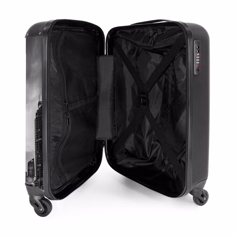 Suitcase - City - Skyline - Architecture - Evening - Black and White — 5