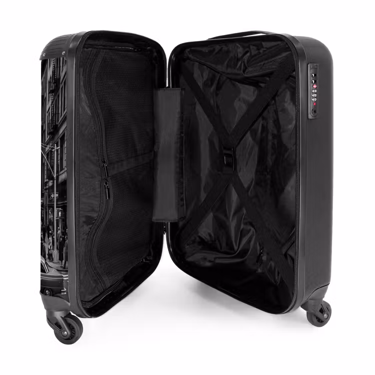 Suitcase - City - Street - Buildings - Traffic - Black and White — 5