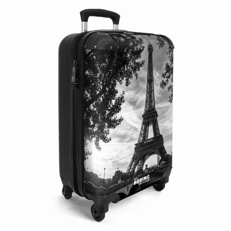 Suitcase - Eiffel Tower - Paris - River - Architecture - Black and White — 2