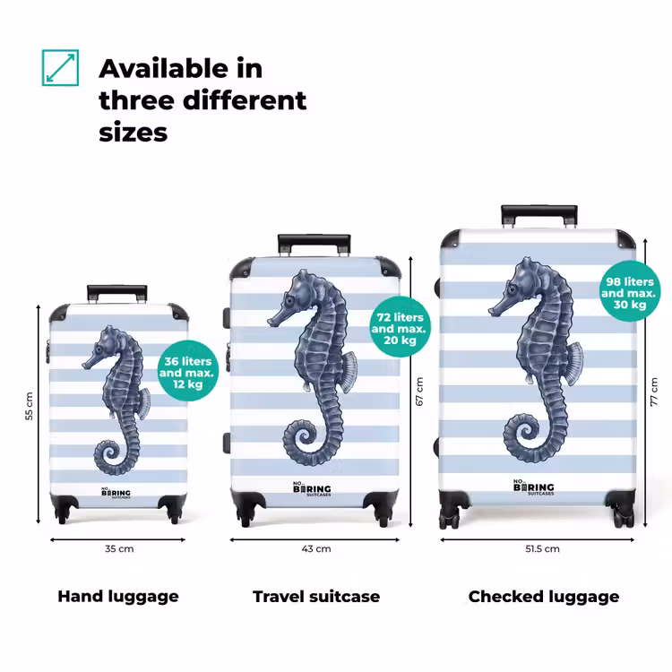 Suitcase - Fish - Ocean - Illustration - Blue - Stripes — 3